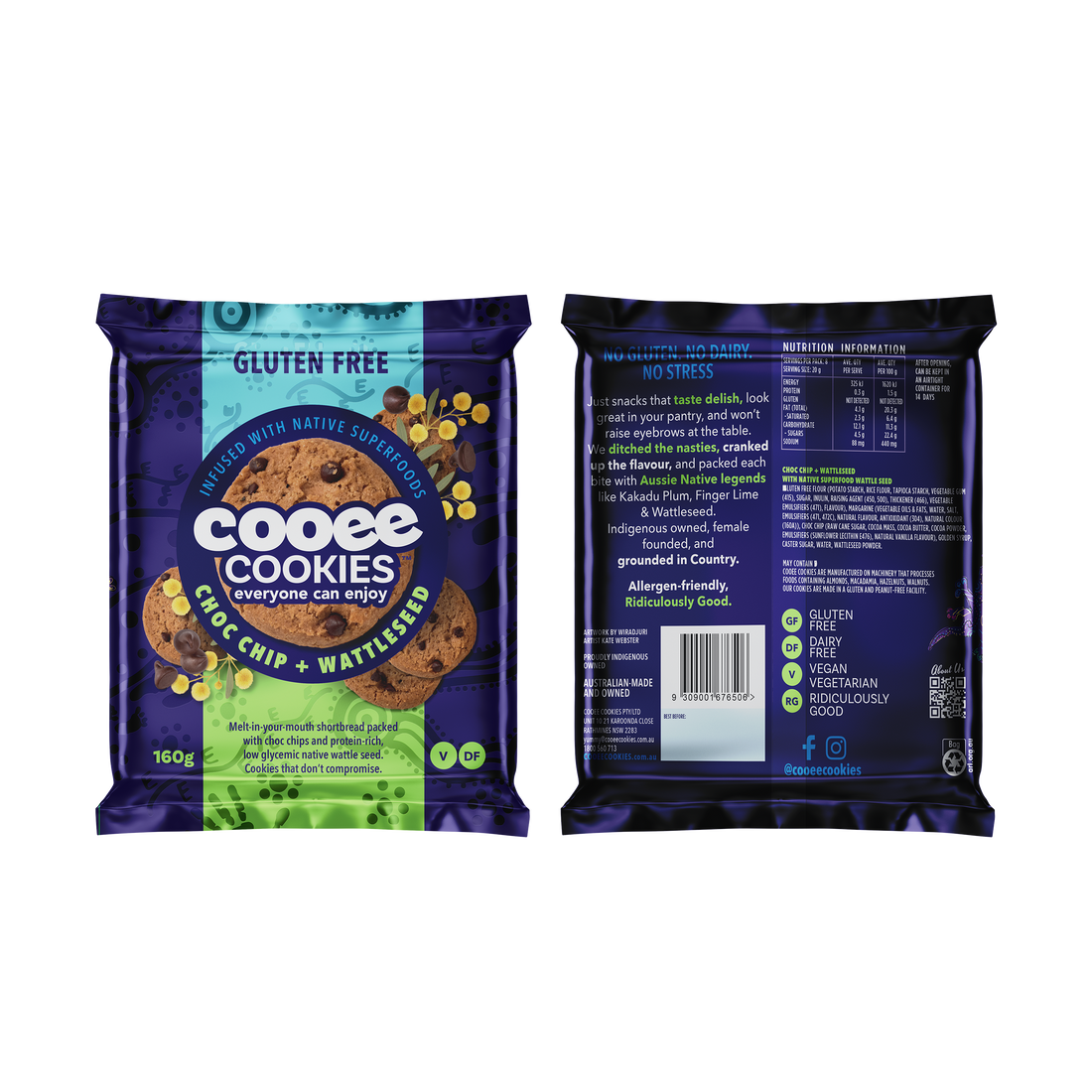Chocolate Chip &amp; Wattle Seed Cookies 160g Family Pack