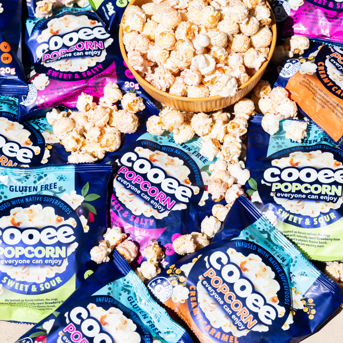 Creamy Caramel Popcorn infused with Native Wattle Seed