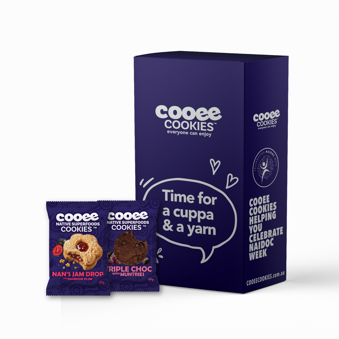 NAIDOC Cuppa &amp; a Yarn Box – Assorted 24 x 30g Cookie Pack