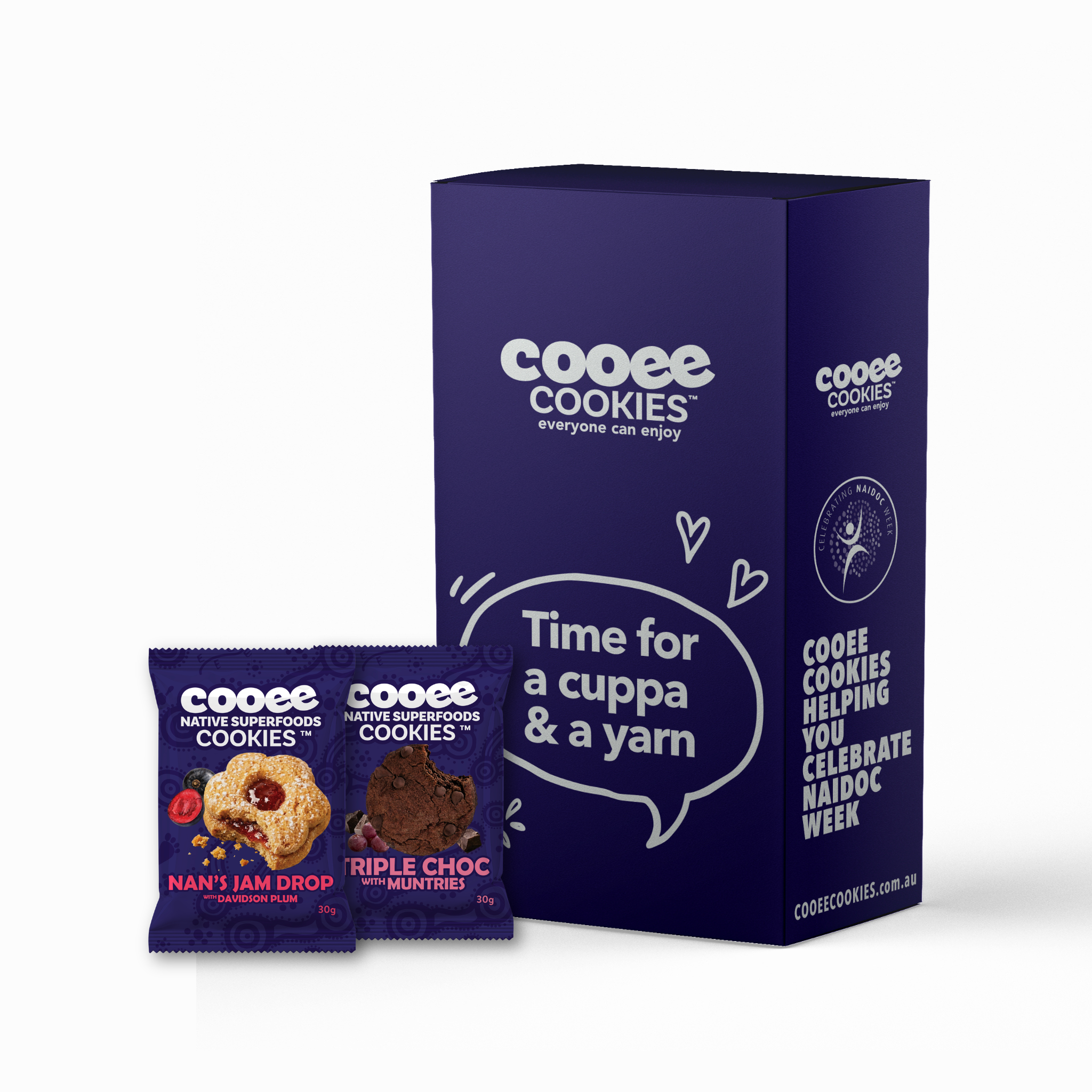 NAIDOC Cuppa &amp; a Yarn Box – Assorted 24 x 30g Cookie Pack